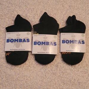 3 Pair Bombas Socks in Black, Size XS